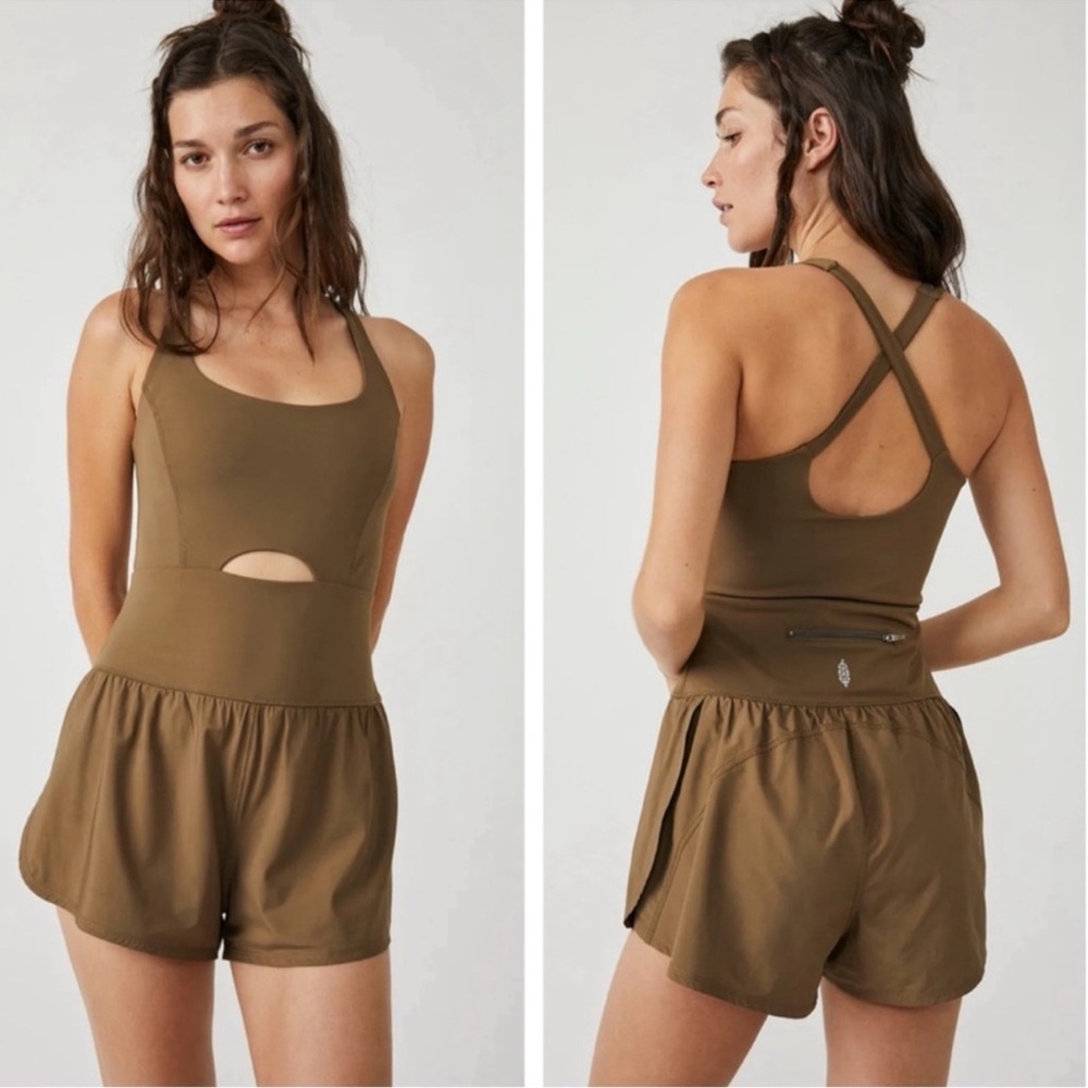 FREE PEOPLE Movement Righteous Runsie NEW Tea Leaves Romper Onesie NEW Size S